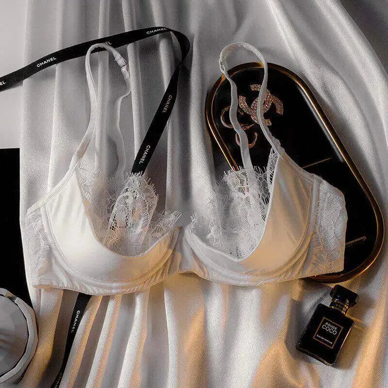 Women Ultra Thin Sheer Lace Half Cup Bra Set Big Bust Minimizer Support Lift Lightweight Wireless Casual Lingerie Underwear S-XL — image 6