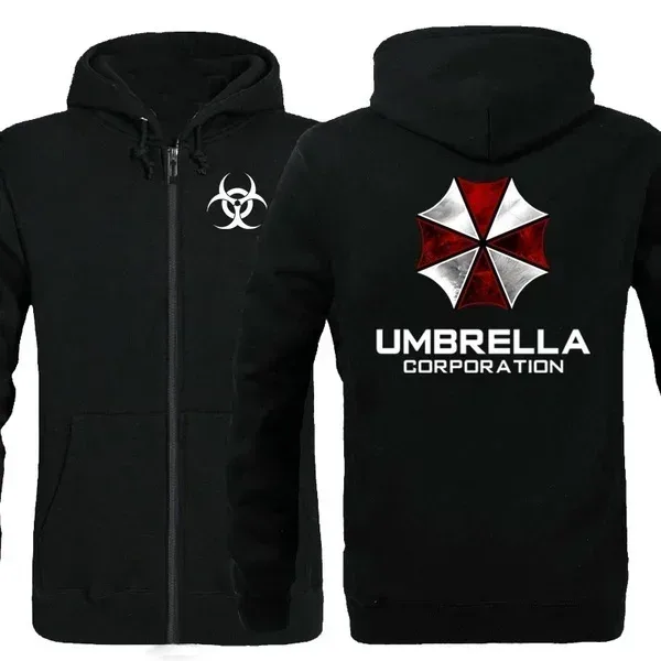Fashion Unisex Zipper Hoodies Umbrella C-Corporation Print Sweatshirts Fleece Winter Jackets Mens Hooded Jacket Coats Tops