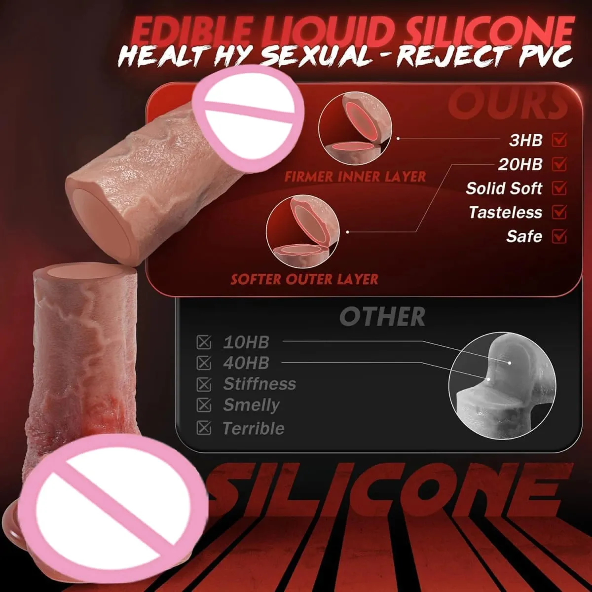 Thick Silicone Dildo Huge Fake Penis Double Cock Woman G-Spot with Powerful Suction Cup Adult Sex Toy Vagina Orgasm Masturbator — image 6