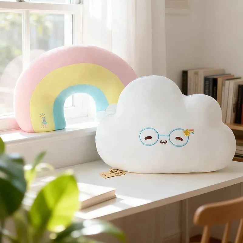 Creative Weather Series Rainbow Cloud Plush Pillow Soft Cute Cartoon Kawaii Stuffed Doll For Kids Sofa Cushion Home Decor