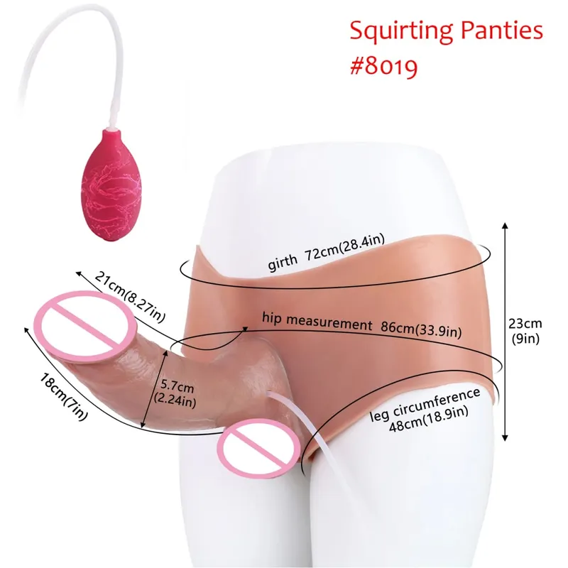 Black Nude Strapon Big Realistic Ejaculation Dildo Silicone Squirting Panties With Simulated Solid Penis Sex Toy For Women