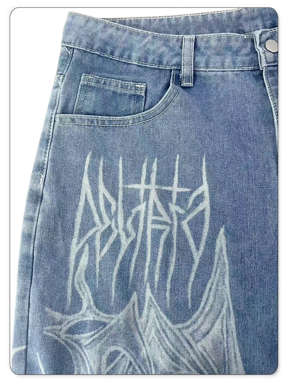 Men's Casual Spiral Graffiti Print Hip Hop Oversized Baggy Wide Leg Jeans Trendy Casual Slop Lazy Street Daily Denim Pants — image 8