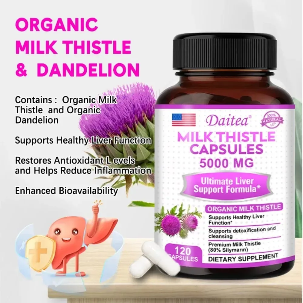 Milk Thistle with Dandelion Root - Antioxidant Liver & Kidney Health Support Supplement - Vegan Non-GMO Gluten Free — image 7