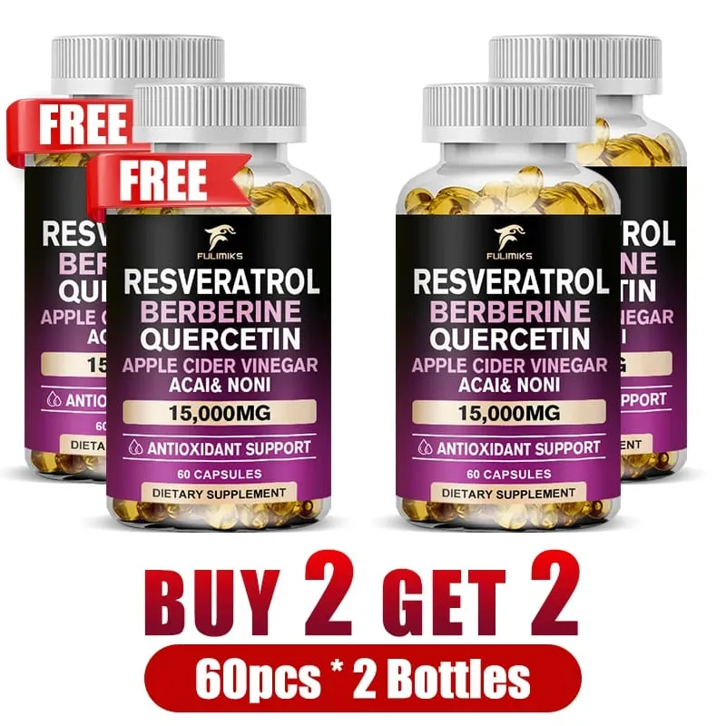 Buy 2 Get 2 Free! Resveratrol Berberine Quercetin Capsules Triple-Action Formula for Blood Sugar Heart Health & Anti-Aging — image 11
