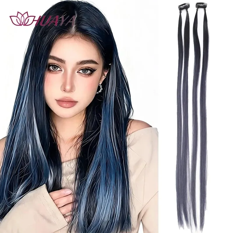 24‑Inch Clip‑in Face‑Framing Highlight Synthetic Hair Extensions Easy to Wear Suitable for Daily Look Parties and Cosplay