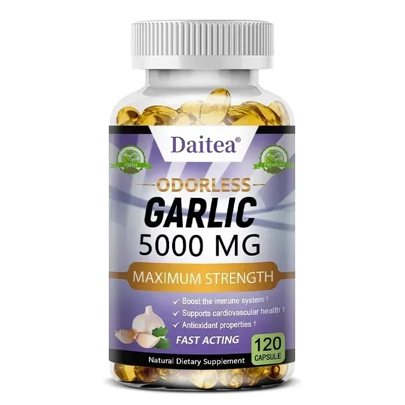 Garlic Extract Capsules 5000mg Balanse Cholesterol Help Immunity Heart Health Detoxification Cleansing