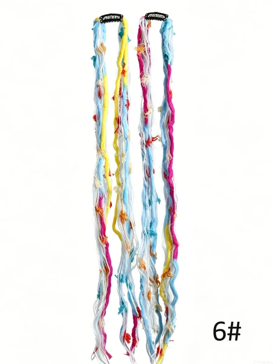 Colorful Hand Woven Braiding Extensions Hair Clip In Synthetic Wig Dreadlock Hair Pieces Hair Accessories for Women Daily Party