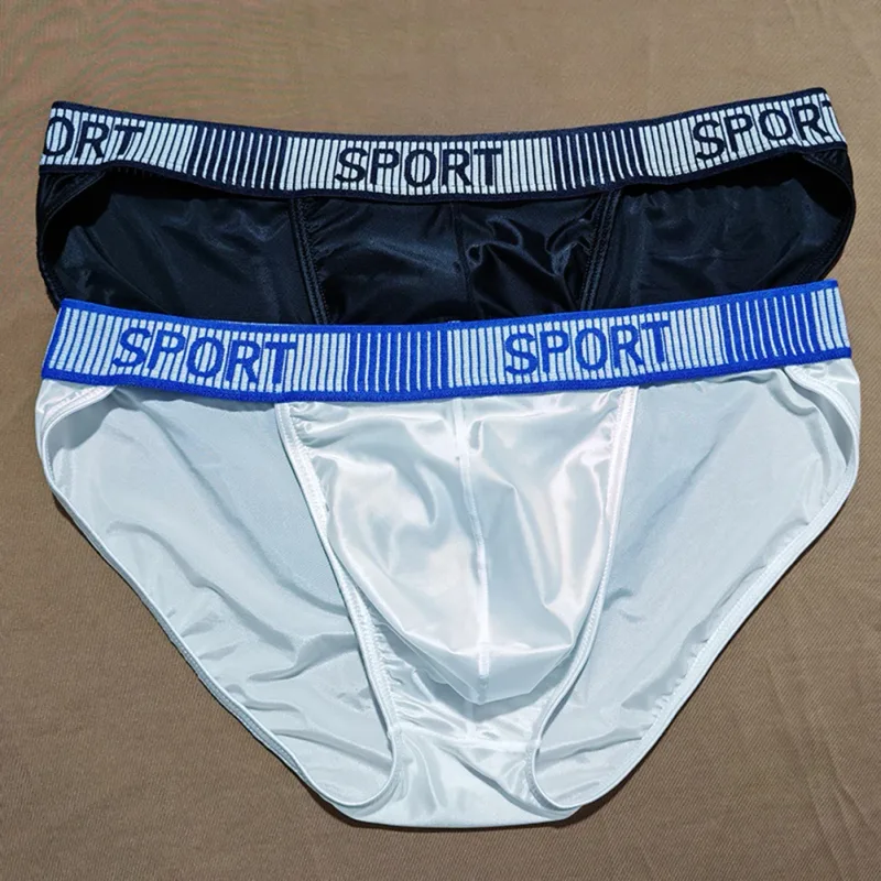 Cuecas masculinas com forquilha alta, cintura média, elástica, respirável, cueca convexa em u, roupa íntima masculina de seda gelada, shorts sedosos