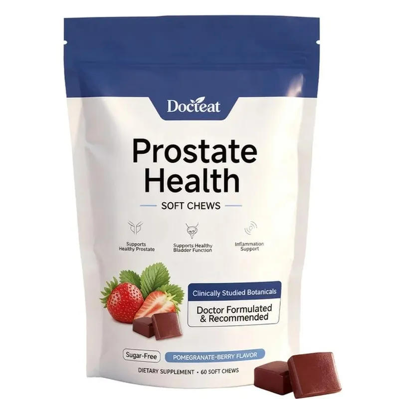 Docteat Prostate Health Gummies with Vitamin C Sugar-Free Pomegranate-Berry Flavor Immune Balance Antioxidant Support 60 Gummies