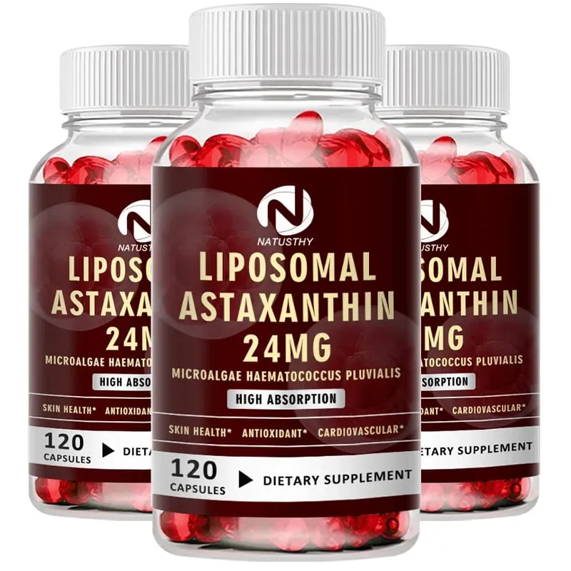 Liposomal Astaxanthin Capsules 24mg for Brain Heart Vitality Skin Joint Eye Immune Health