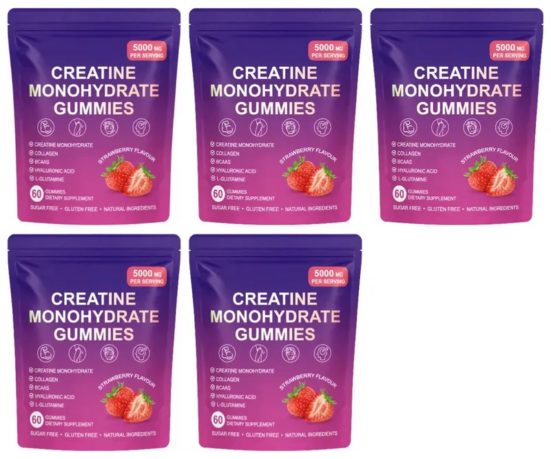 Creatine Gummies with Collagen BCAA Hyaluronic Acid Vitamin D3 Zinc Fitness Supplement for Active Adults Workout Support Sugar — image 9