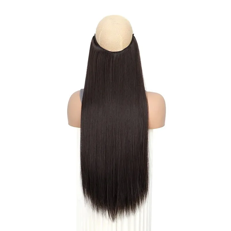 22Inch Synthetic Long Straight Fish Line Hair Extension Invisible Wire Halo Hairpiece Heat Resistant Fiber Hair for Women — image 12