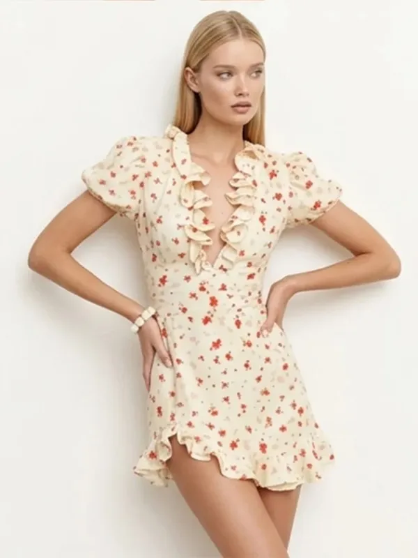 Collection Of Popular Printed Short Dress Deep V Neck A-line Bodycon Party Dresses 2026 Lady Spring Summer Vacation Outfits New — image 9