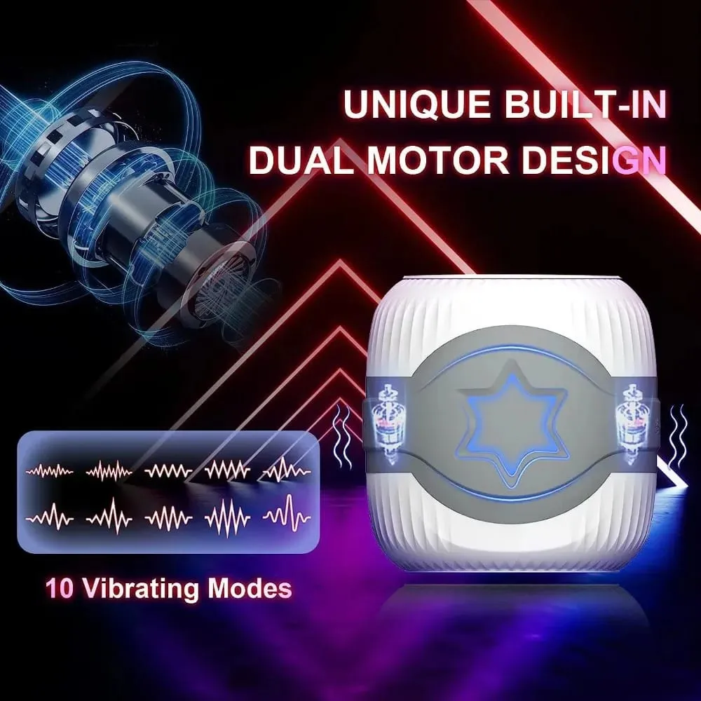 10-frequency Small Barrel Aircraft Cup Male Vibration Masturbator Set Penis Exercise Dual Motor Sex Toys