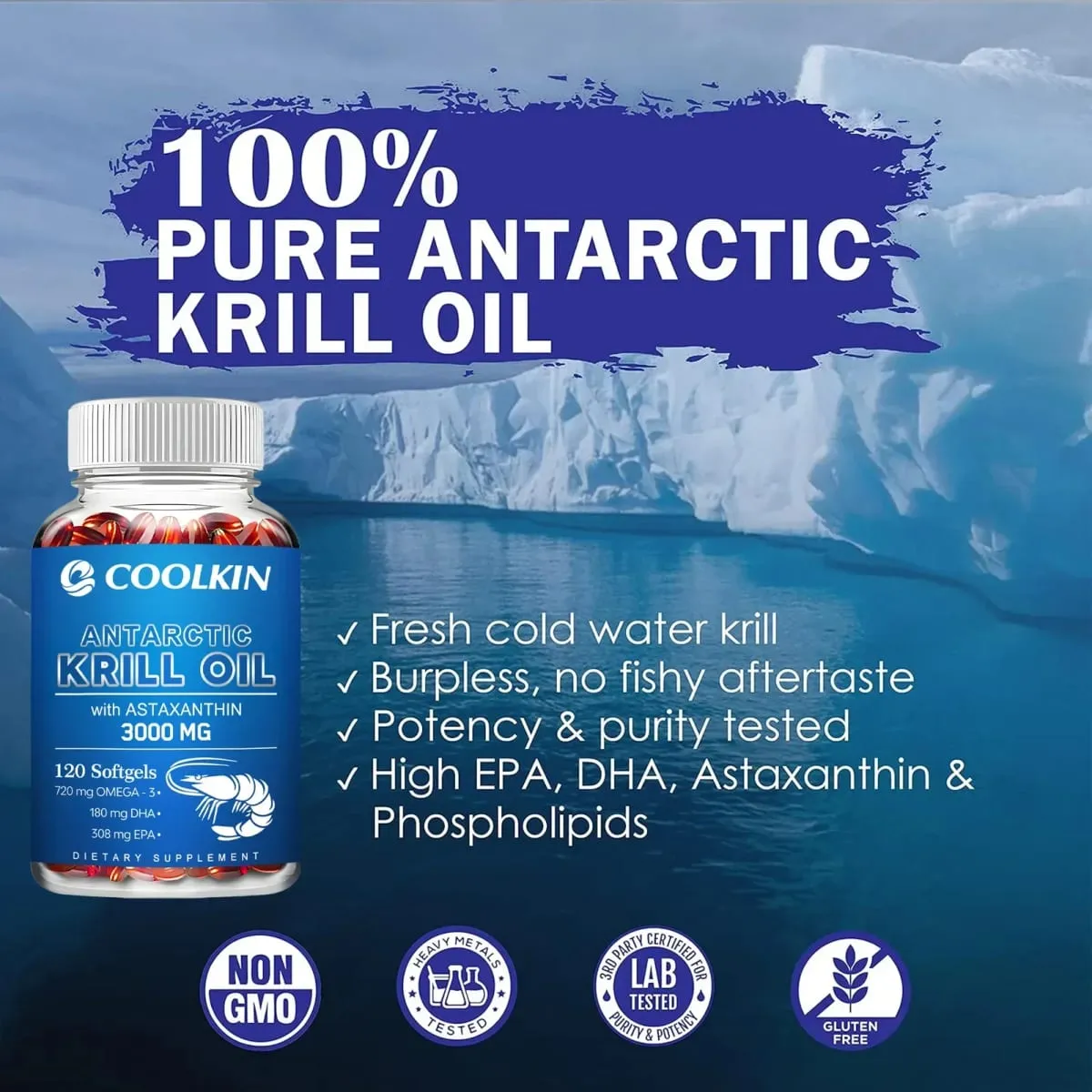 Huile de krill antarctique 3000 mg - avec oméga-3 EPA DHA astaxanthine et phospholipides - Complément alimentaire durable — image 3