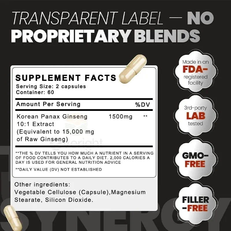 Red Korean Ginseng for Men’s Vitality & Performance – 10:1 Extra Strength Extract for Energy Focus & Productivity – Natural Ve — image 7