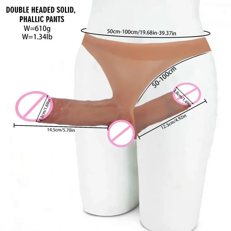 Silicone Double Penis Dildo Wearing Pants Dick Realistic Penis Toy for Lesbian Couple Strap on Masturbator Adult Sex Toys — image 4
