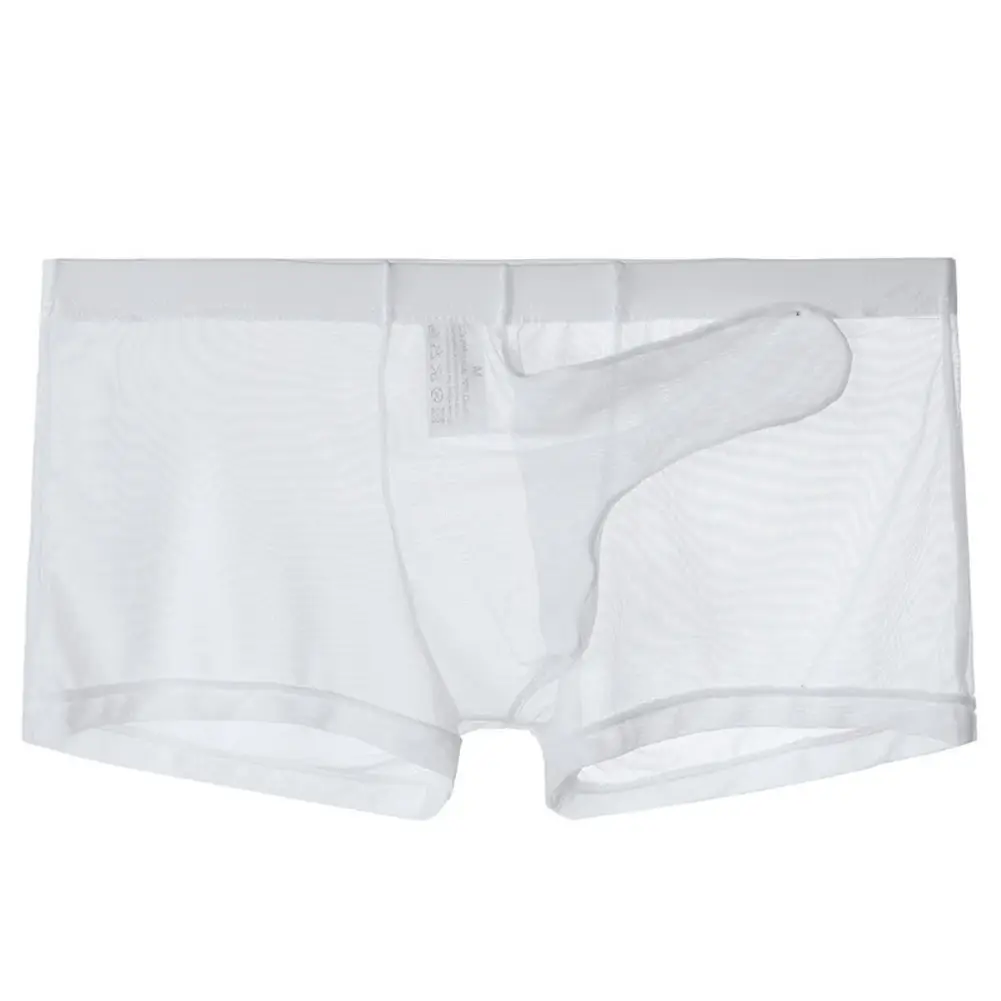 Biancheria intima leggera trasparente da uomo sexy in rete trasparente trasparente con boxer traspiranti, mutandine boxer maschili con separazione di proiettili — image 5