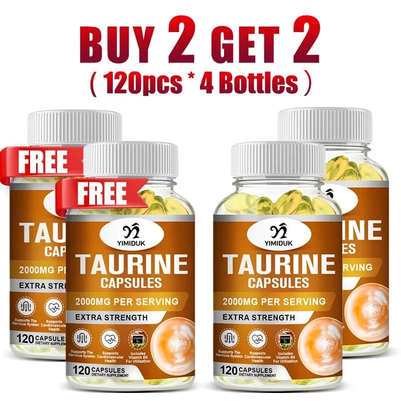 Buy 1 Get 1 Free! Premium Taurine Supplement for Focus & Exercise Boosts Endurance Reduces Fatigue & Cardiovascular Function