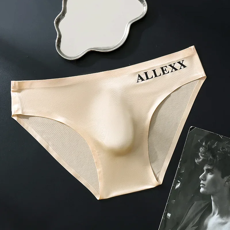 Men's Seamless Ice Silk Briefs Sissy Convex Pouch Panties Ultra-thin See Through Lingerie Underpant Elastic Low Rise Underwear — image 8