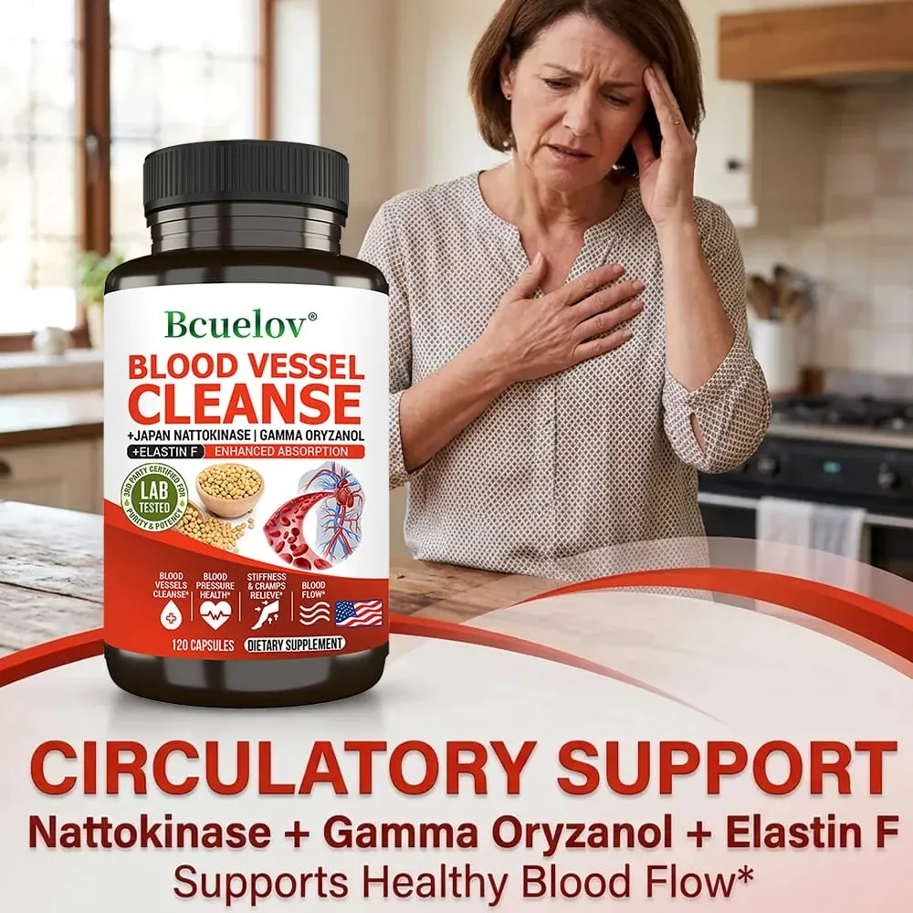 Nattokinase Capsules - Promotes Cardiovascular Elasticity Maintains Arterial Circulation and Improves Blood Pressure