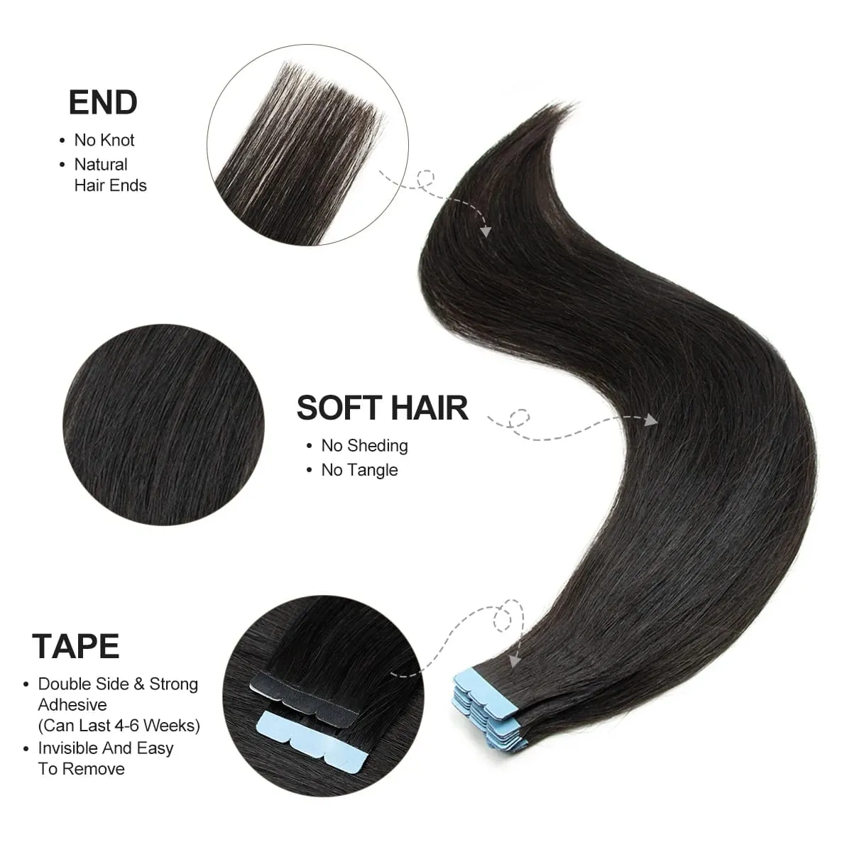 Tape-in Human Hair Extensions Straight Seamless And Invisible Adds Volume And Length Suitable for Daily Wear