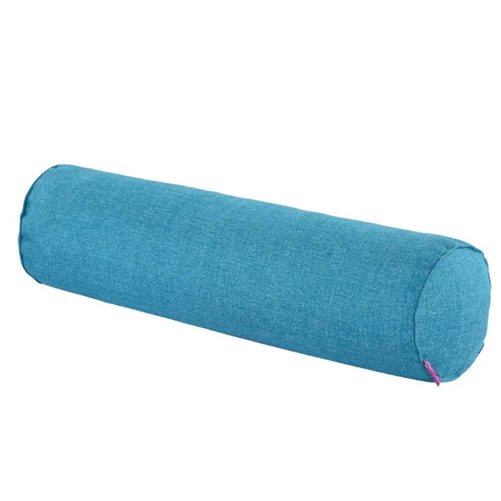 1Pcs Cylinder-Shaped Fabric Throw Pillow Linen Long Waist Cushion Soft Comfortable Peacock Blue Bolster for Home Office — image 2