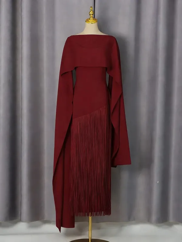 Solid Loose Spliced Tassel Chic Dresses for Women O Neck Sleeveless Luxury Elegant Dress Female Summer Fashion New