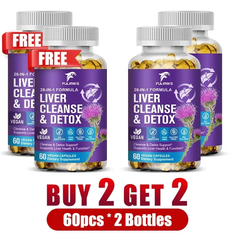 Liver Cleanse & Detox Capsules with Milk Thistle & Dandelion for Toxin Removal & Liver Regeneration Digestion Kidney Health