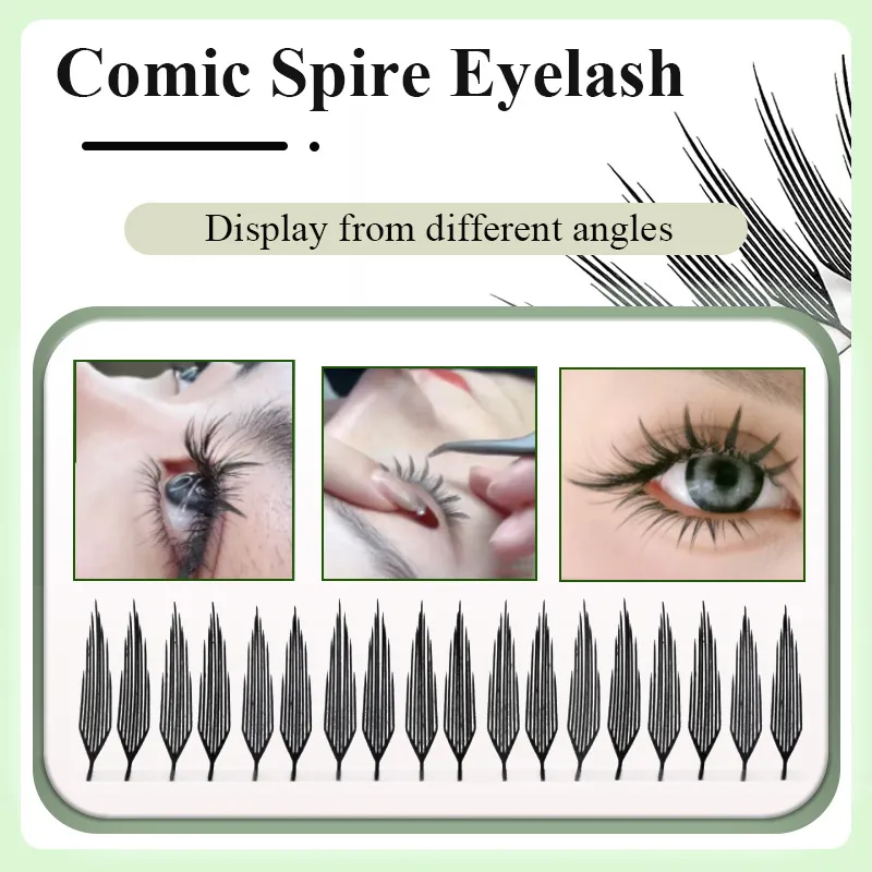 Comic Spire Manga Lash Clusters 3D Feather Anime Lashes Premade Fan Individual Eyelash Extensions Natural For Eye Makeup — image 3