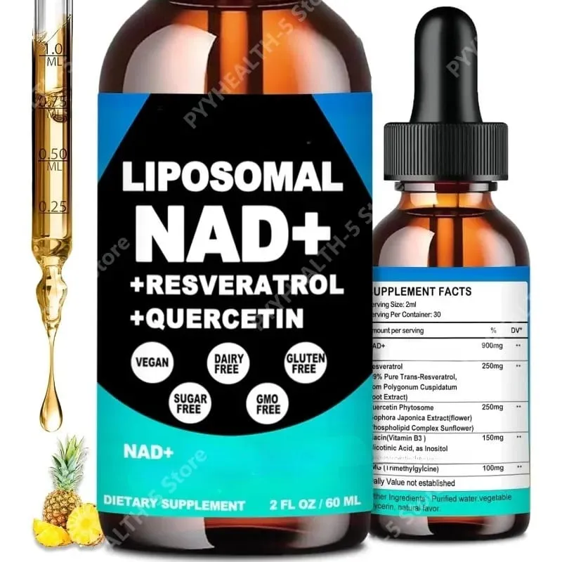 Liposomal NAD+ Supplement with Resveratrol Quercetin and Vitamin B3 – Supports Healthy NAD+ Levels and Cellular Health – 60ml — image 1