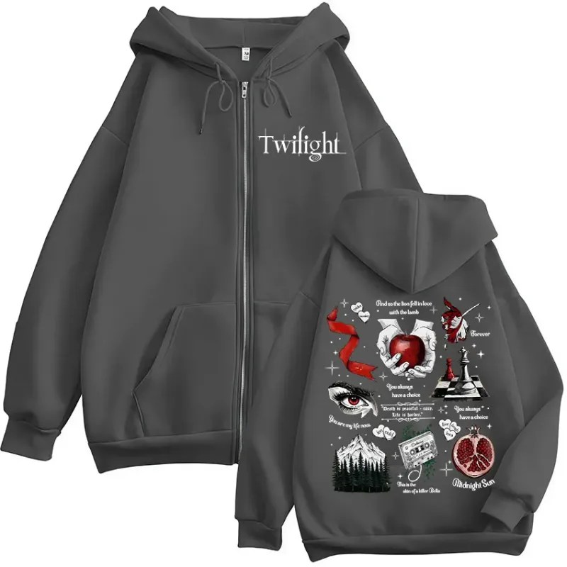 Twilight Vampire Wolf Romance Zipper Hoodies Edward Cullen Men's Women Clothing Fashion Casual Hip Hop Zip Up Hooded Sweatshirts — image 5