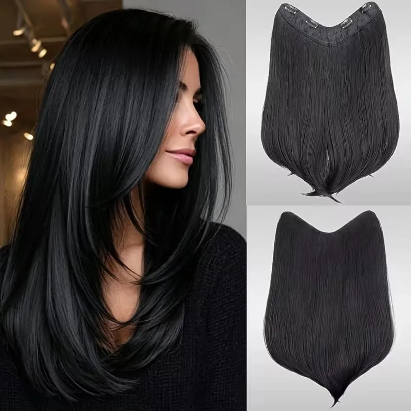 18Inch Synthetic Long Straight Hair Extension 4 Clips Increase Volume Heat-resistant Fake Fashion Hairpiece for Women Daily — image 2