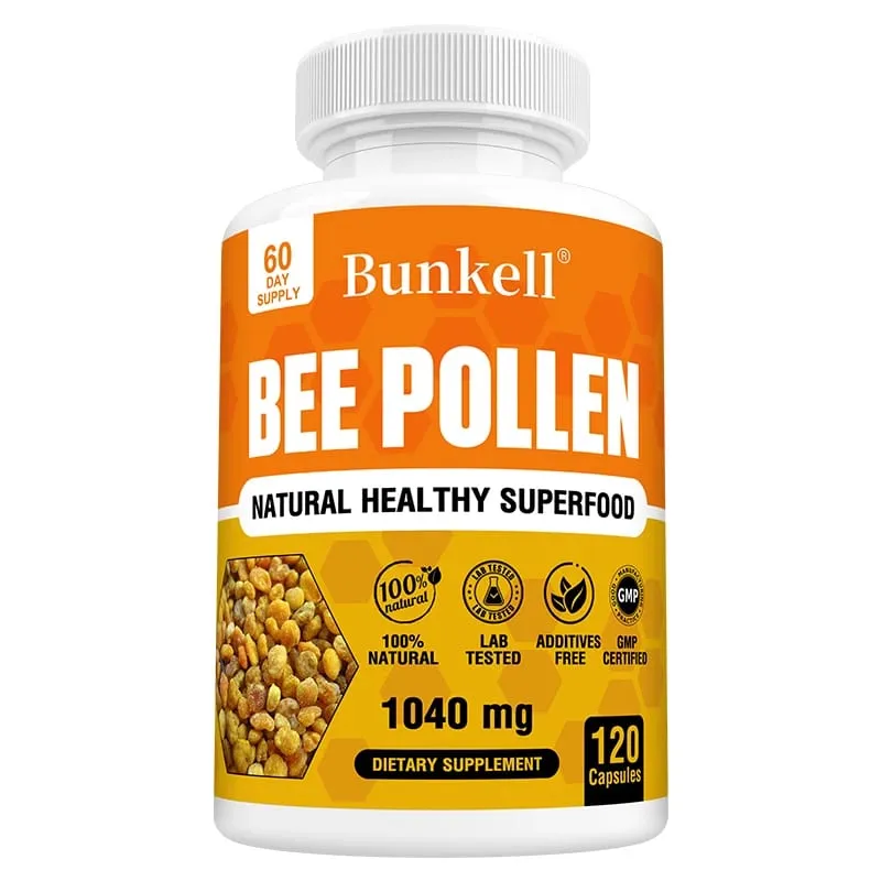 Συμπλήρωμα Bee Pollen 100% Φυσική Ακατέργαστη Γύρη μέλισσας Χορτοφαγικές Κάψουλες Προβιοτικά Superfood Digestion Ανοσοποιητική Υποστήριξη & Ενέργεια