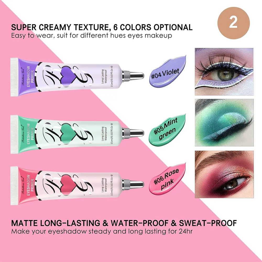 6 Colors Matte Eyeshadow Primer – Crease-Proof Oil-Control Eye Base Long-Lasting Smudge-Resistant Color-Correcting Primer — image 4