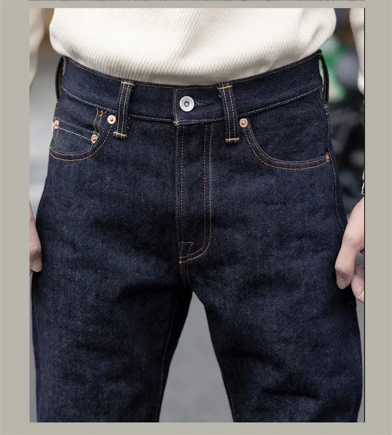 Red Tornado NOIR 21oz Selvedge Denim Slim Straight Cut Jeans Indigo Rugged Americana Style Men's Casual Pants