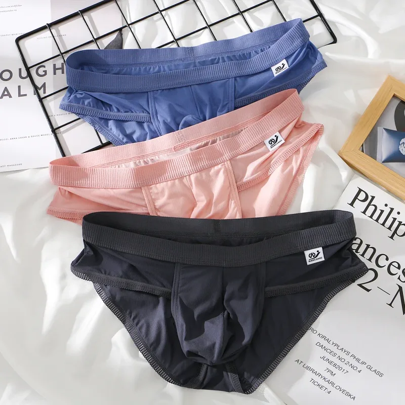 Men's Ice Silk Seamless Briefs Ultra-Thin Breathable Underwear with Sexy U Convex Pouch Mid-Waist Comfortable Summer Shorts — image 17