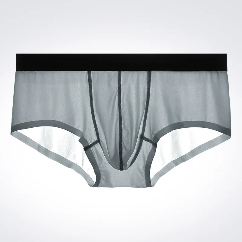 Ropa interior para hombres, calzoncillos tipo bóxer sin costuras de seda de hielo, estilo ultrafino de verano para hombres, pantalones cortos transparentes para niños 2021