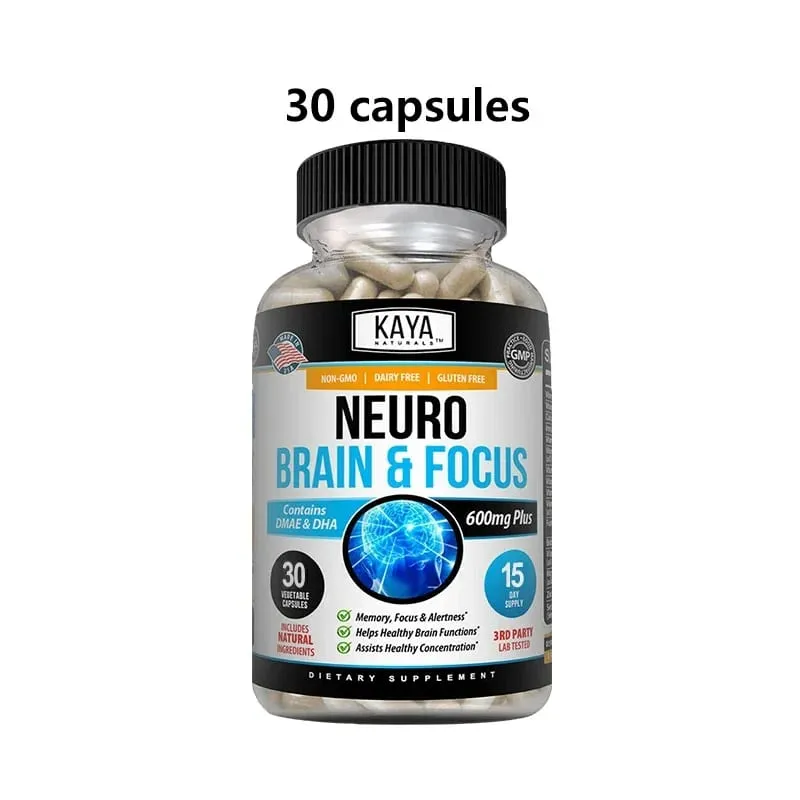 Nootropic Brain Booster Capsules - Vitamins Memory Concentration Clarity & Cognitive Performance Support Stress Relief