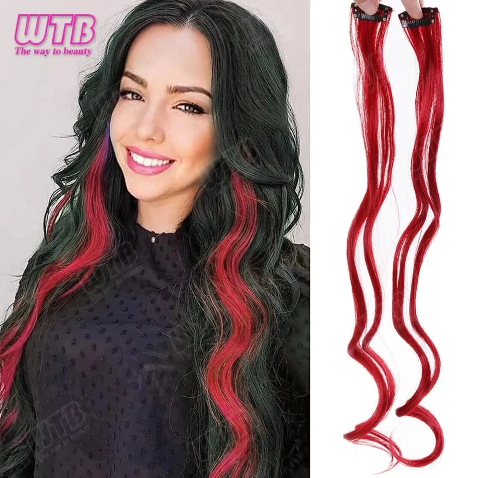 2 Pcs Synthetic Wig BB Clip Style Color Curling Hair Extension Wig Suitable for Women's Daily Wear Holidays and Parties
