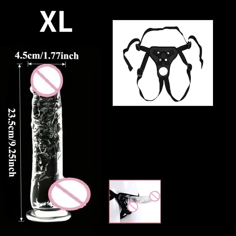 Realistic Wearable Strap On Clear Dildo Masturbator Strong Suction Cup G-spot Adult Sex Toy Suitable for Female and Male Couples