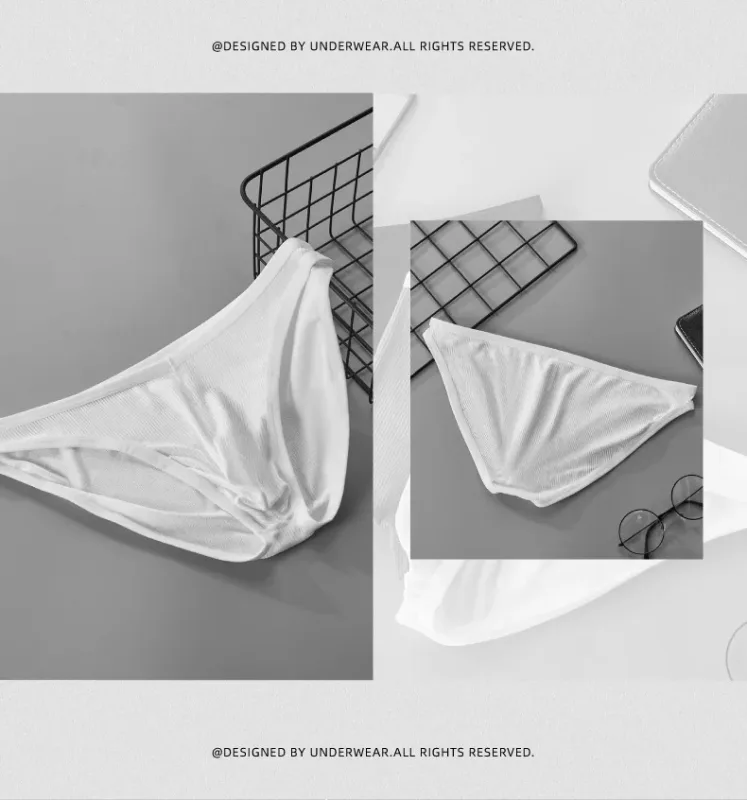Men's Single Layer Briefs Ultra Thin U Convex Pouch Underwear Breathable Moisture Wicking Sexy Summer Panties