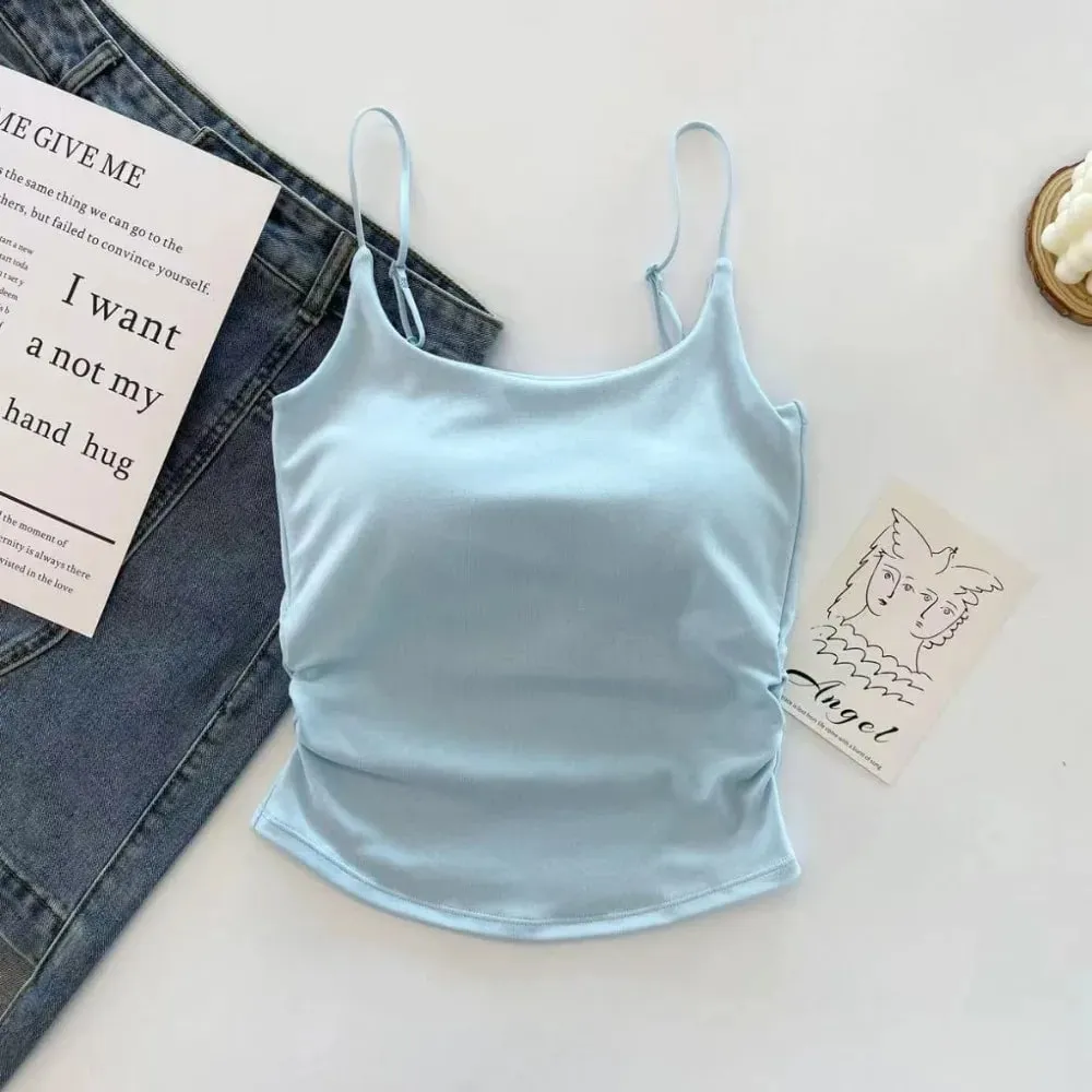 Sweet Sleeveless Suspender Vest Slim With Padded Cups Fitted Tops Underwear Short Vest Sports Activities — image 10