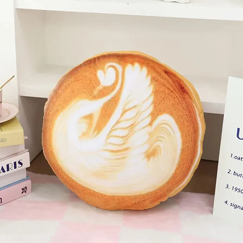 36x36cm Latte Coffee Round Plush Pillow Stuffed Soft Drink Food Images Seat Cushion for Sofa Chair Indoor Decor Gift — image 10