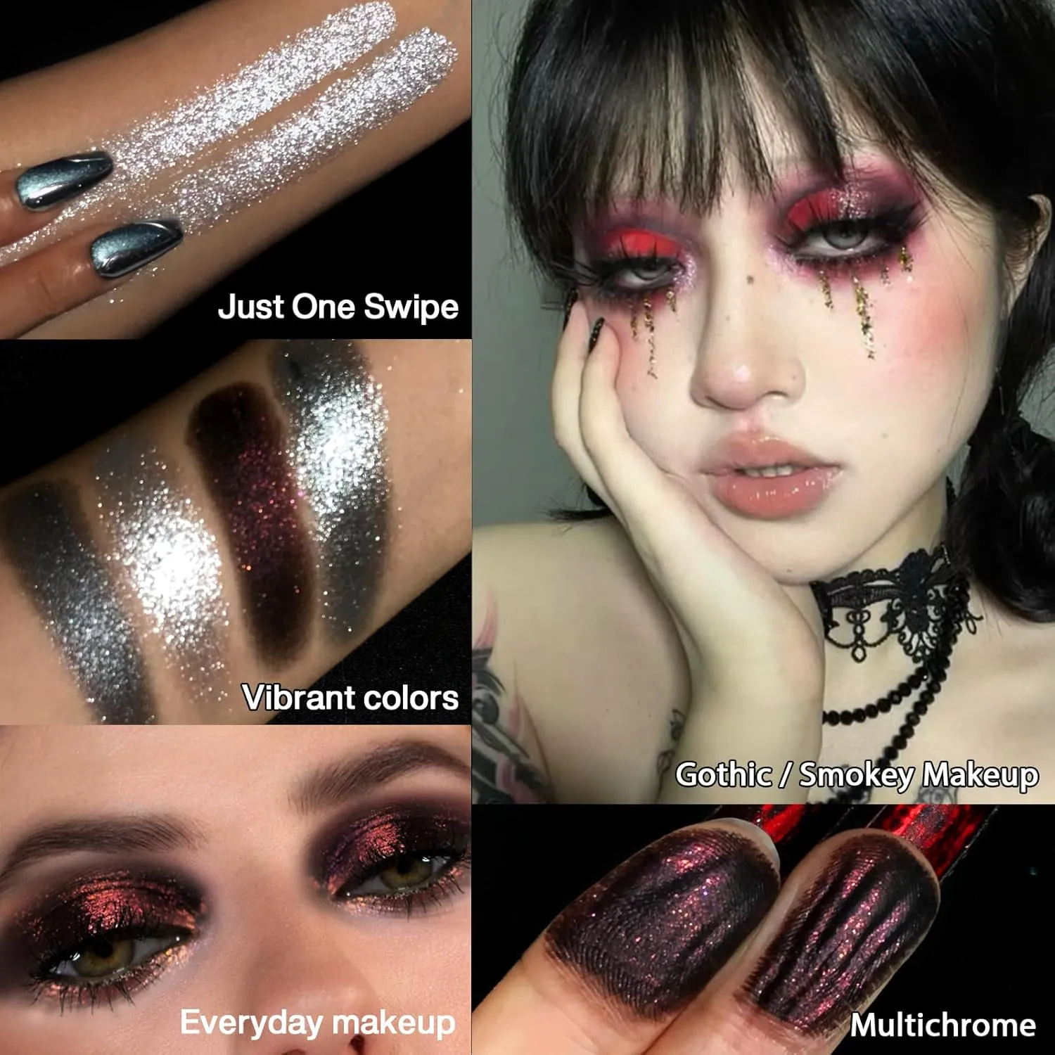 Afflano Eyeshadow 12 Colors Matte Shimmer Goth Punk Smoky High Colors Eye Shadow Dark Red Lasting Fine Flash SFX Eye Makeup