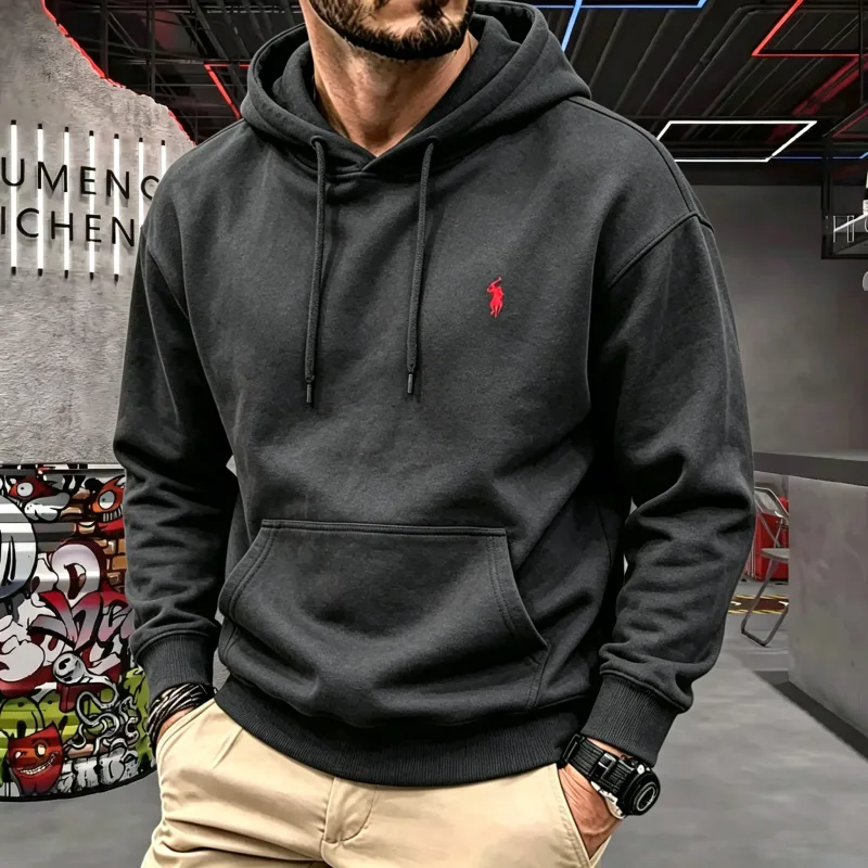 High-end masculino com capuz de manga comprida 2026 outono-inverno luxuoso elegante cavalo bordado golfe topo casual moletom com capuz roupas masculinas — image 5