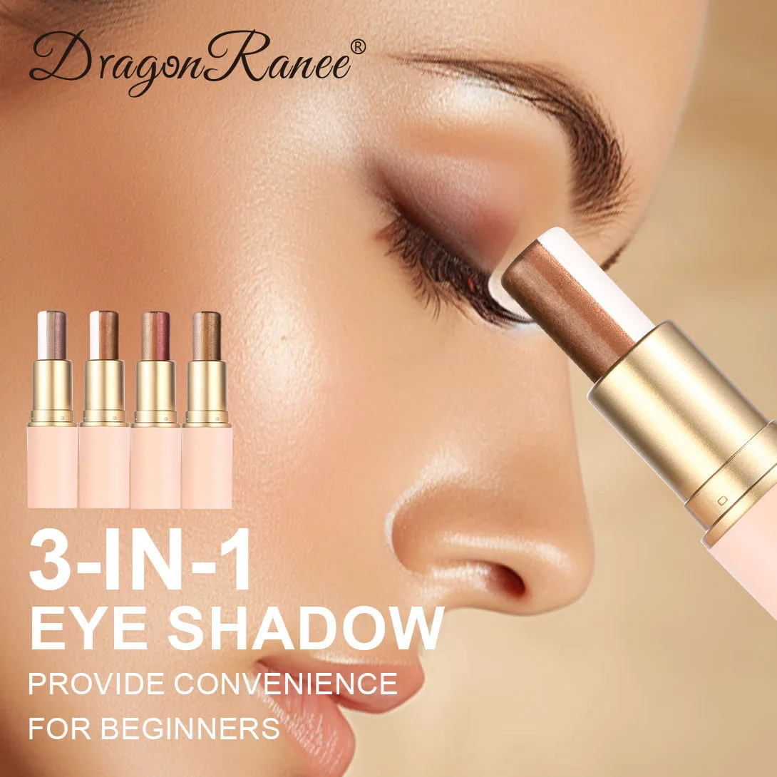 Three-color Eyeshadow Pen Highlighting Stick Waterproof Easy-to-Use Glitter Pearl Eyeshadow Stick Shimmer One-Swipe Eyes Makeup — image 5