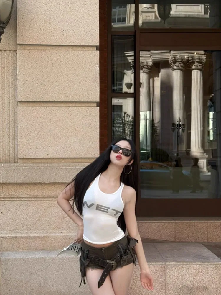 2025 New Summer MOWALOLA WET Letter Tank Top American High Stretch Tight Top — image 3