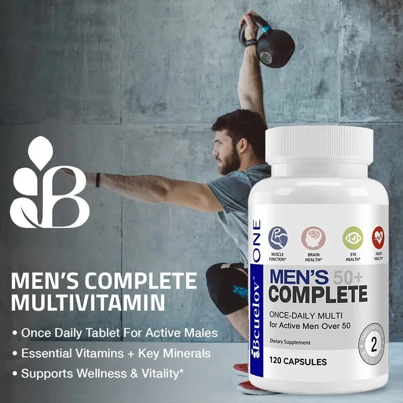 Men's Multivitamin for 50+ - Enhances Memory and Cognition Supports Brain Eye and Heart Health Boosts Energy and Immunity