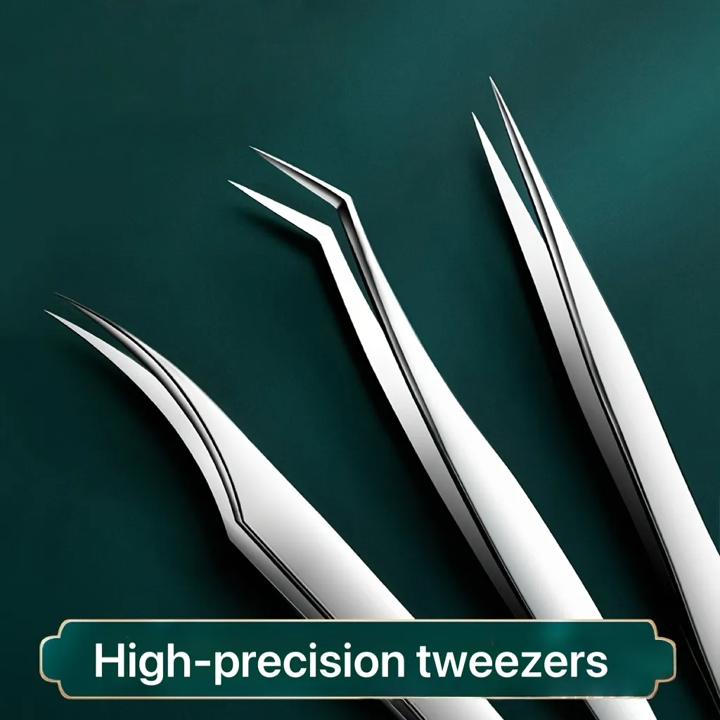 Stainless Steel High-Precision Grafting Eyelash Tweezers with Golden Feathers Professional Makeup Tool for Synthetic Hair Gifts — image 2